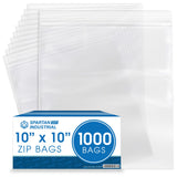 Spartan Industrial - 10X 10(1000 Count) 2 Mil Clear Reclosable Zip Plastic Poly Bags with Resealable Lock Seal Zipper