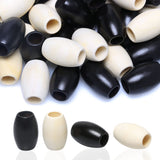 50PCS Oval Wood Beads for Jewelry Crafts Making, Black Unfinished Mixed Colors Wooden Barrel Beads with 9mm Hole for Garlands & 