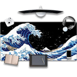 MEWOOCUE Gaming Laptop Mouse Pad,Sea Wave Big Mice Pads PC Keyboard Waterproof and Non-Slip 47.2 x 23.6 0.15 Thick XL,XXL Rubber
