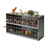 Yamazaki Home Two-Tier Toy Dinosaur and Animal Display Storage Rack, Childrens' Toy Bin Organizer Box, Plastic, Stackable, No As