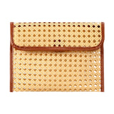 Snappsy Rattan Clutch Purse Fashion Versatile Summer Shoulder Bag For Holiday Picnic Brown