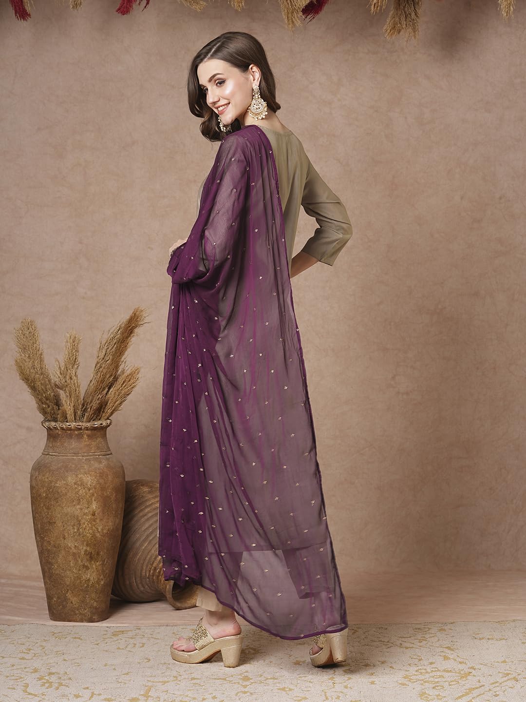 Anni Designer Women'S Rayon Blend Straight Embroidered Kurta With Pant & Dupatta (Bribiti Beige-Vks03_Xl_Beige_X-Large),BEIGE,XL,Rayon Blend,Classic,