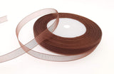 Dxeud Sheer Organza Ribbon (Coffee, 1/2 x 50 Yards)