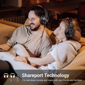 Oneodio Over Ear Headphone, Wired Bass Headsets With 50Mm Driver, Foldable Lightweight Headphones With Shareport And Mic For Rec