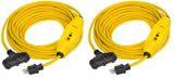 Electriduct GFCI Power Extension Cord 3 Outlets UL Outdoor Waterproof 15 Amp 12 Gauge Auto Reset GFI Adapter - 50FT Cord (2 Pack