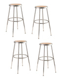 (4 Pack) National Public Seating 25'-33' Height Adjustable Heavy Duty Steel Stool, Grey