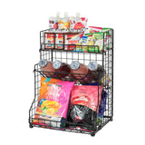 X-cosrack 3-Tier Snack Organizer Rack Bins with Adjustable Tilting Design for Pantry Storage,Metal Wire Snack Holder for Kitchen