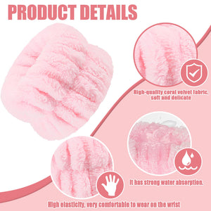 12Pcs Wrist Washband Set, Anmieciu Face Washing Wristbands, Microfiber Wrist Spa Wash Washband, Wrist Towels for Washing Face, P