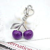 Nylry Cherry Bag Charm Keychain - Cute Purse Accessories for Handbags - Aesthetic Y2K Kawaii Gifts for Women - Purple
