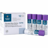 Business Source Purple Glue Stick, Dries Clear, 0.26oz, Pack of 12