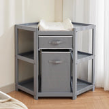 dainslef Baby Corner Changing Table with Storage Drawer, Diaper Changing Station with Baby Changing Pad, Laundry Hamper, Modern 