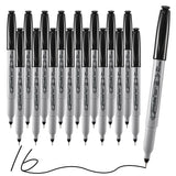 Permanent Markers, Ultra Fine Point, Black, 16 Count, 0.4mm, Fine tip permanent marker set, quick dry, waterproof, fading resist