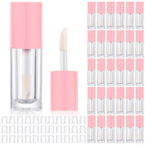 Tatuo 30 Pcs Pink 6ml Empty Lip Gloss Tubes with Wand Bulk Lip Refillable Gloss Containers Cosmetic Bottles with Rubber Stoppers