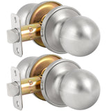 HOSOM Passage Door Knob, 2 Pack Satin Nickel Door Knobs Keyless Doorknobs for Interior Doors, Hallway, Closet and More, No Locki