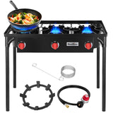 Bestfire 3 Burners Camping Stove for Cooking Outdoor, 225,000 BTU Propane Burners with Ignition wire&Removable Legs, Temperature