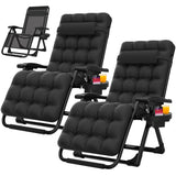 Suteck Zero Gravity Chair Set of 2, Reclining Camping Lounge Chair w/Removable Cushion, Upgraded Lock and Cup Holder, Reclining 