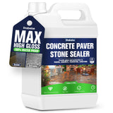 Premium Stone Sealer, 1 Gallon - Max Gloss Wet Look for Pavers, Driveways & Patios - Waterproof & UV Resistant, Long-Lasting Pro