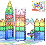 Everplay 110 pc Magnetic Tiles with Car Set, Building Blocks Toys STEAM Educational Learning Magnet Toy Preschool Montessori Boy