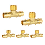 (Pack of 5) EFIELD Pex-A Expansion Brass Fittings 3/4 Pex X 3/4 Pex X 3/4 Male NPT Adapter Tee, ASTM F1960