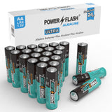 POWER FLASH AA Batteries with Fresh Date - 24 Industrial Pack - Ultra Long Lasting All Purpose Double A Alkaline Battery (24 Cou