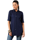 Libas Women'S Viscose Rayon A-Line Kurtis (58220_Navy Blue