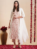 Gosriki Women'S Rayon Blend Staright Embroidered Kurta With Pant & Dupatta (Kochi White-Gs_L_White_Large),White,,B0DFCH4LN7