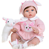 Aori Lifelike Reborn Baby Dolls - 22 Inch Realistic Newborn Baby Girl - Soft Vinyl Reborn Toddler with Feeding Set & Bunny Outfi