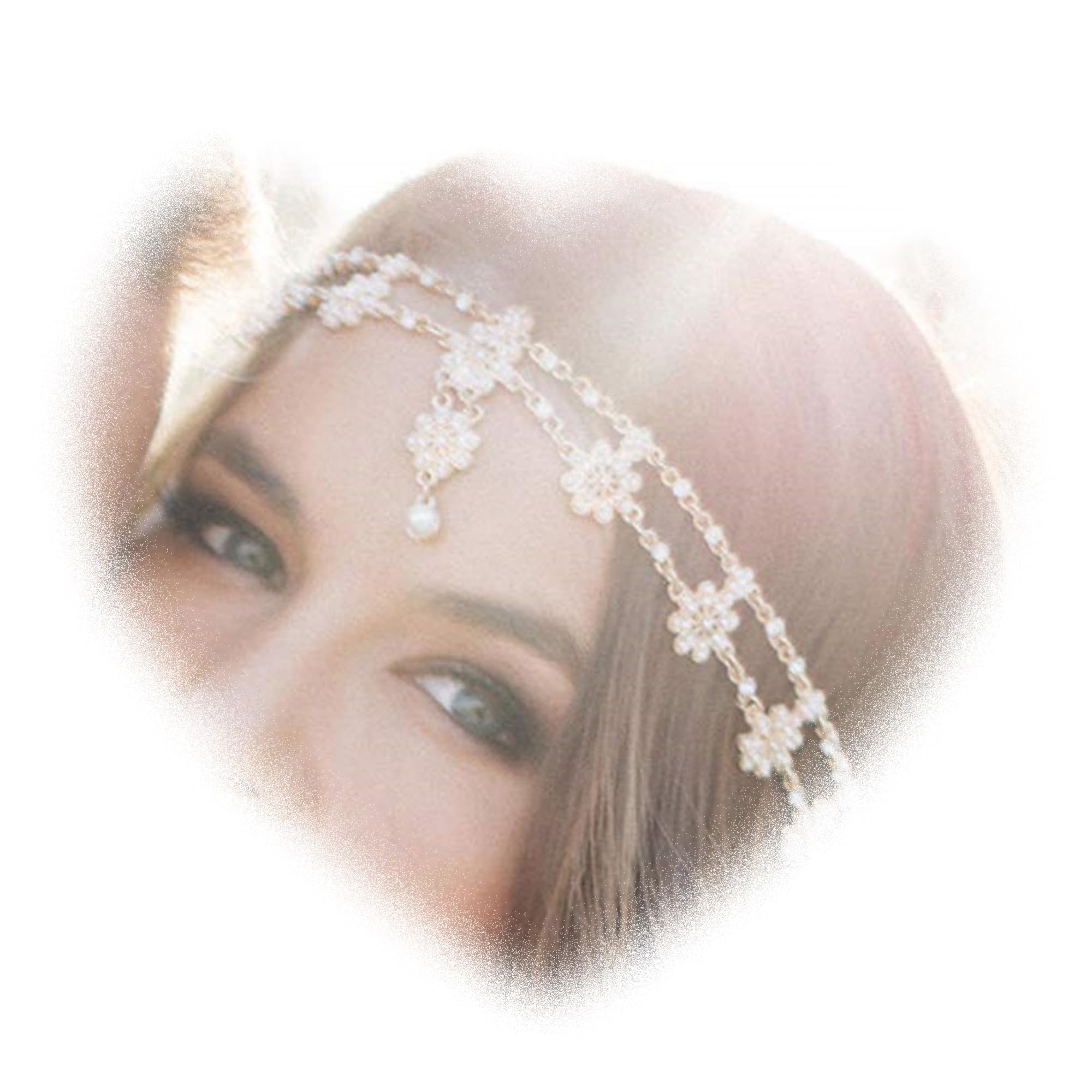 DoubleNine Gold Flower Boho Bridal Headpiece Pendant Forehead Head Chain Headband Retro Hair Accessories Headpiece Head Dress fo