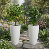 Go Hooked Plastic Flower Pots For Indoor Outdoor Plants Pack Of 2 | 14 Inch Large Tall Floor Planters For Home Decor, Living Roo