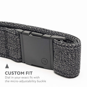 Arcade Belts A2 Atlas Unisex Adventure Belt: Heavy Duty Stretch, Metal Free Buckle, Heather Black