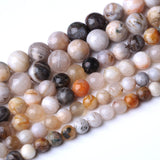 45PCS 8MM Natural Bamboo Leaf Agate Stone Beads Energy Healing Beads for DIY Jewelry Bracelet Necklace Making for Jewelry Making