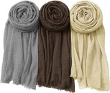 Icw WomenS Premium Wrinkle Ironless Crush Crinkled Cotton Summer Hemp Scarf Stoles Shawl Head Scarves For Girls Icw0019