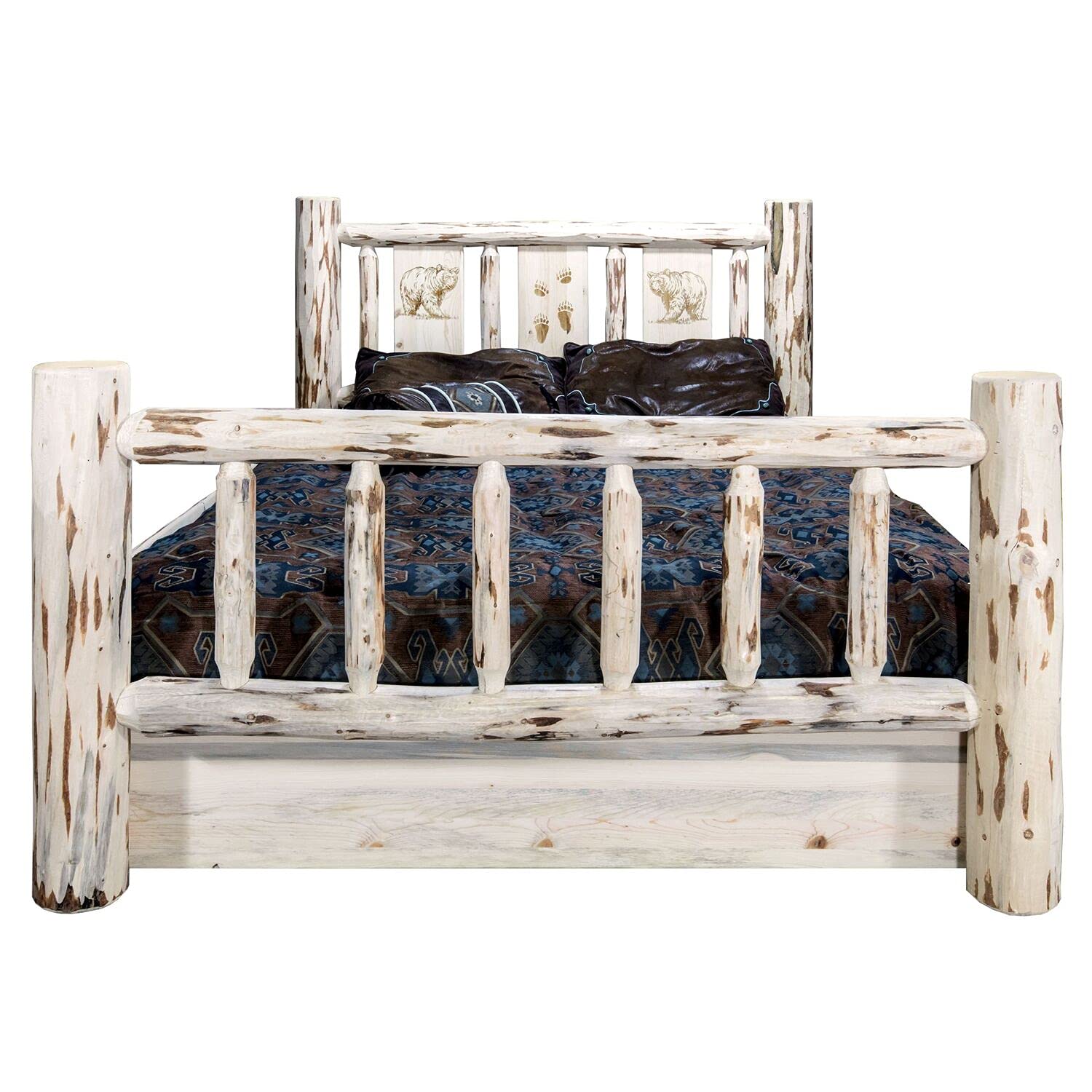 Montana Woodworks Pine Design Laser Engraved Storage Bed (Queen: 94 In. L X 66 In. W X 47 In. H (345 Lbs.))