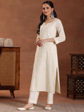 Libas Women'S Pure Cotton Kurta Set (491150R Off White Xs