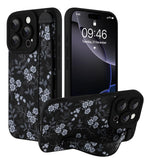 Ufbara Compatible with iPhone 15 Pro Case for Women Men, Cute White Flower Floral Pattern, Built in Adjustable Metal Wrist Strap