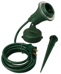Woods Outdoor Floodlight Fixture With Stake (6-Feet Cord, 120V, Green)