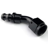 6AN 45 Degree AN Female Swivel Push-on/Lock Hose Barb Fuel Oil Line Fitting End Aluminum Black