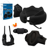 Alypri 4Piece Comfort & Support Travel Set Twist Valve Inflatable Memory Foam Neck Pillow, Premium Tpu Foot Hammock & Lumbar 