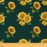 3D Floral Upholstery Fabric, Yellow Flowers Fabric by The Yard, Sunflower Pattern Indoor Outdoor Fabric, Botanical Floral Print 