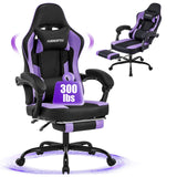 Gaming Chair, Purple Gaming Chairs for Adults Teens, High-Back Ergonomic Computer Chair with Extended Footrest, Removable Headre