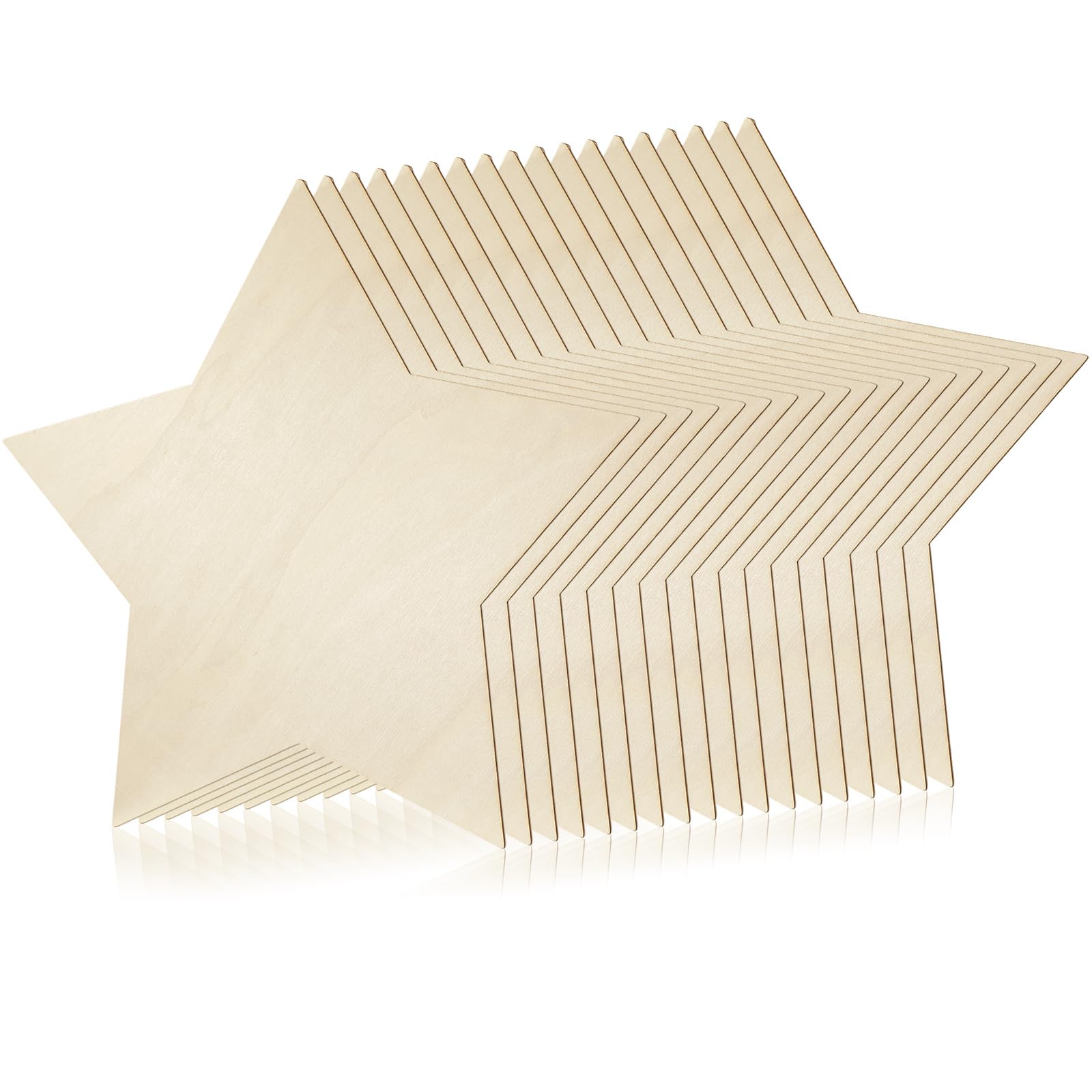 Anglechic 18 Pcs 12 Inch Wooden Star 4th of July Ornaments to Paint Wooden Stars for Crafts Unfinished DIY Blank Wood Slice for 