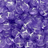 200PCS Letter Beads 4x7mm Acrylic Colorful Transparent Letter T Beads for Jewelry Making Bracelet