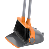 MR.SIGA Broom and Dustpan Set with Long Handle, Stand Upright Broom with Dustpan Combo for Cleaning Office, Garage, Lobby, Light