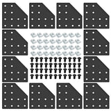 Seekliny 12pcs Black 2040 Aluminum Extrusion Joint Plate Connector Corner L Bracket 12-Hole 2040 V Slot Hardware T Slotted Acces