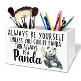 HYKDFMNCJ Panda Pen Holder for Desk, Inspirational Panda Wooden Box Sign Desk Decor for Home Office Decoration, Always Be Yourse
