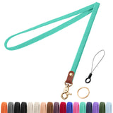 Fishent Stretchy Thin Lanyards for Keys ID Badges, Cute Long Teacher Neck Key Lanyard Keychains for Women Men Wallet Phone(Lake 