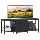 YATINEY TV Stand for TVs up to 55, Entertainment Center with 2 Fabric Drawer, Media Console with Shelves, Television Stands for 