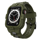 GELISHI Bands Compatible for Apple Watch Band 45mm 44mm 42mm, Men Sport Rugged Band with Protective Case for Watch Series 9 8 7/