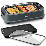 Techwood Indoor Grill Smokeless Grill, 1500W Indoor Korean BBQ Electric Tabletop Grill with Tempered Glass Lid, Removable Grill 