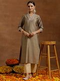 Libas Women'S Silk Floral Straight Kurta (G27310R_Gold_Xl)